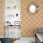 A-Street Prints Palmier Orange Lotus Fan Wallpaper - SKU 4014-26423