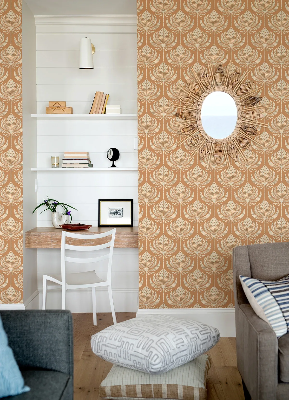 A-Street Prints Palmier Orange Lotus Fan Wallpaper - SKU 4014-26423