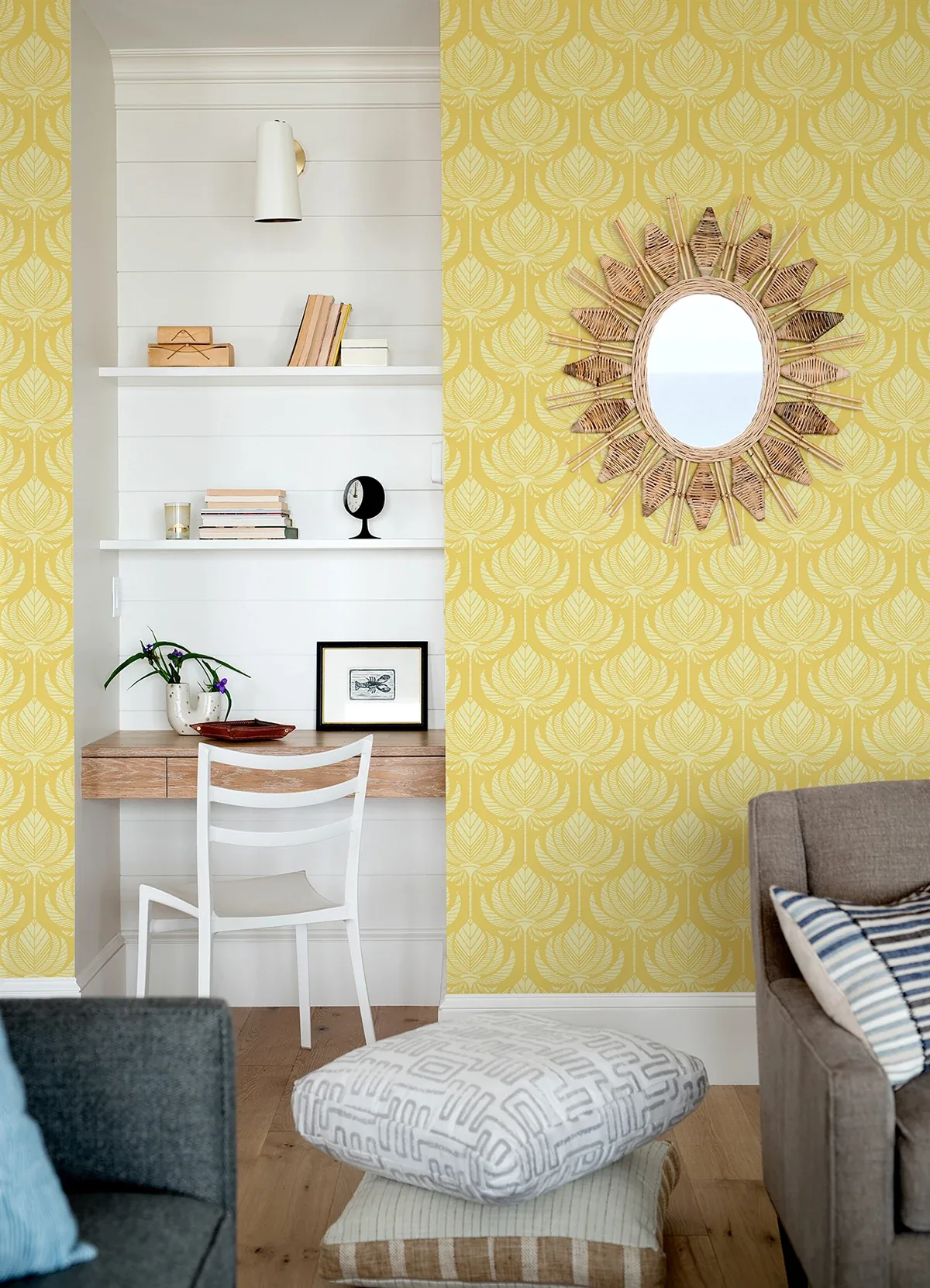 A-Street Prints Palmier Yellow Lotus Fan Wallpaper - SKU 4014-26427