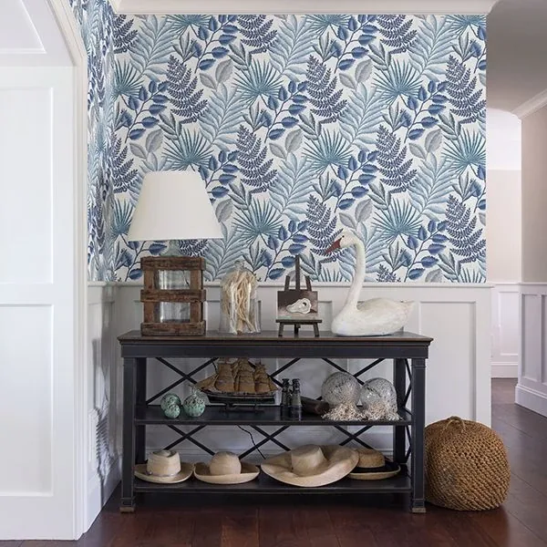 A-Street Prints Palomas Blue Botanical Wallpaper - SKU 2901-87505