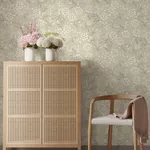 A-Street Prints Paradis Beige Bouquet Toss Wallpaper - SKU 4201-20112