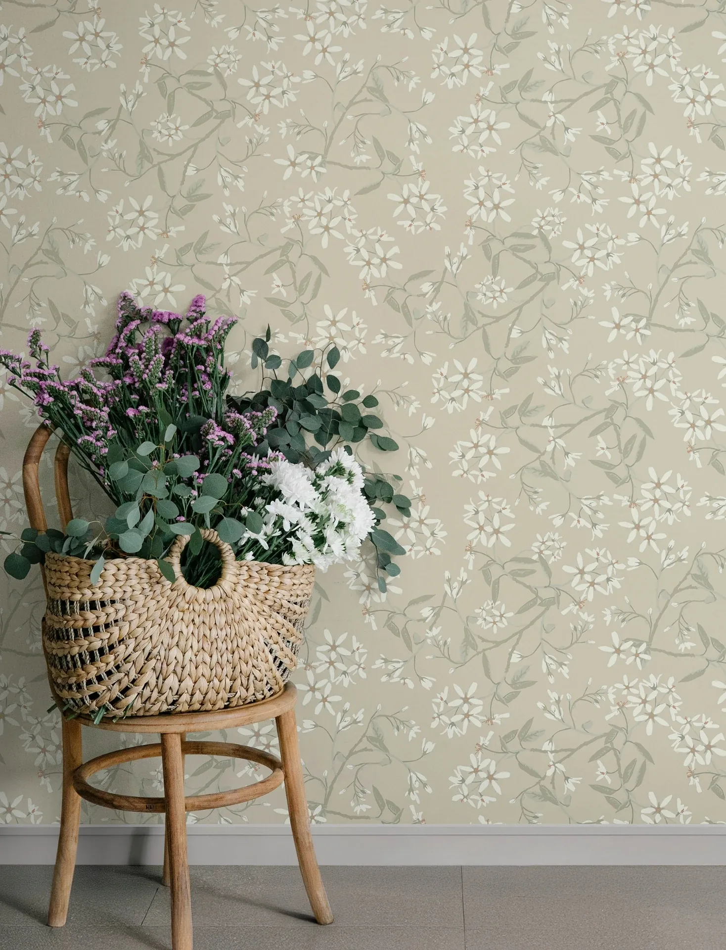 A-Street Prints Paradis Beige Bouquet Toss Wallpaper - SKU 4201-20112