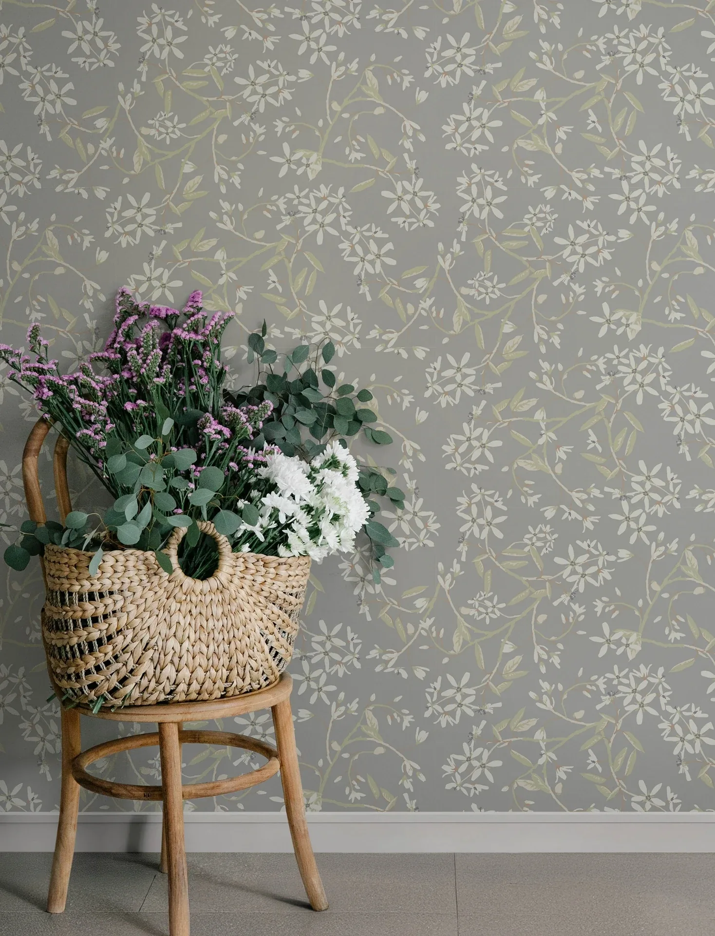 A-Street Prints Paradis Slate Bouquet Toss Wallpaper - SKU 4201-20114