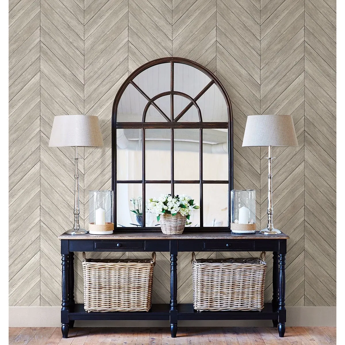A-Street Prints Parisian Light Grey Parquet Wallpaper - SKU 2922-24005
