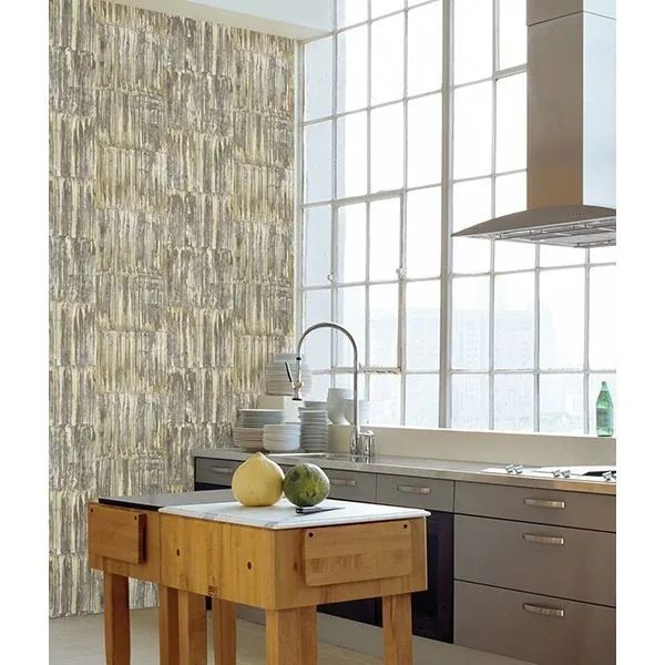 A-Street Prints Patina Panels Yellow Metal Wallpaper - SKU 2540-24065