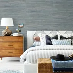 A-Street Prints Pattaya Blue Grasscloth Wallpaper - SKU 2829-82040