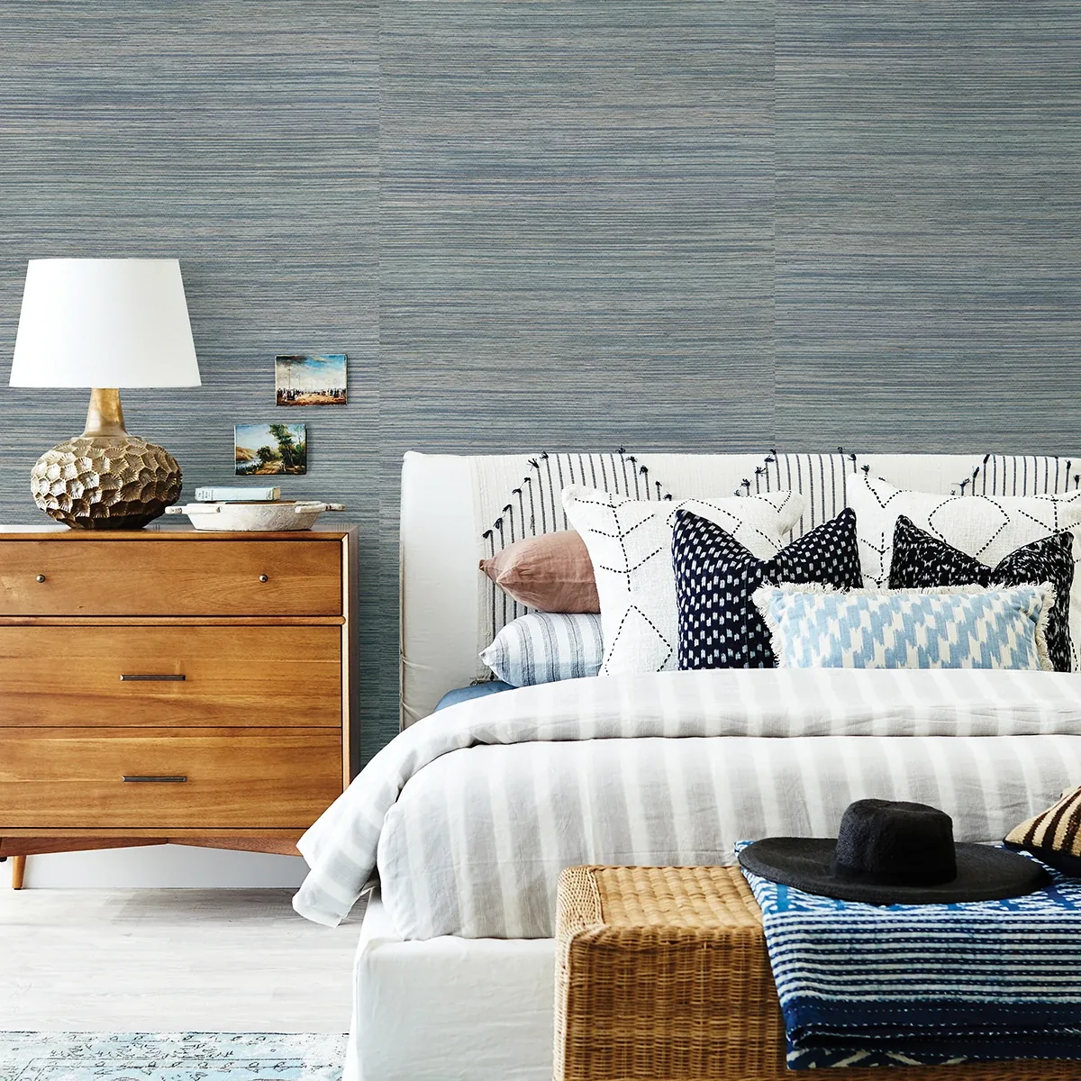 A-Street Prints Pattaya Blue Grasscloth Wallpaper - SKU 2829-82040
