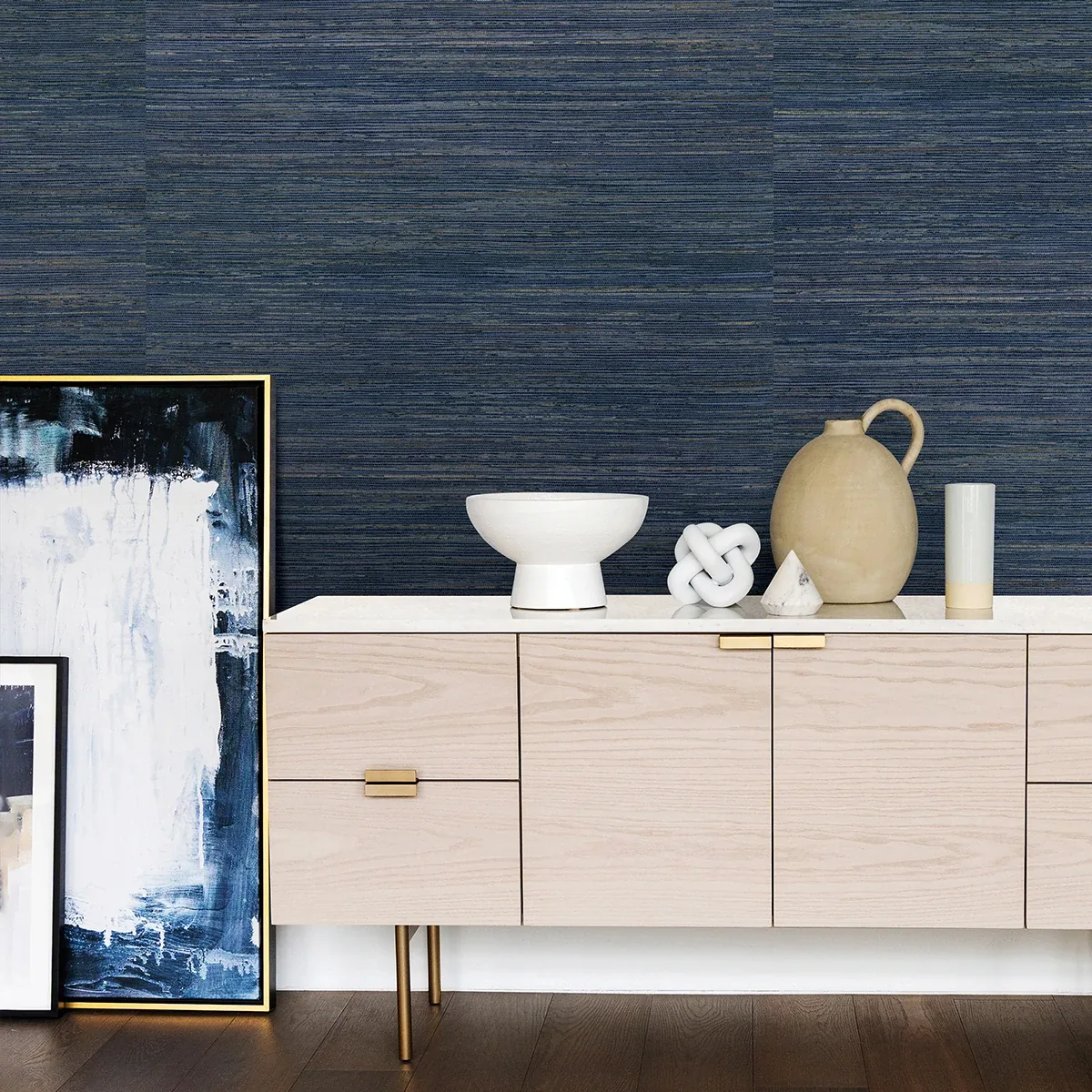 A-Street Prints Pattini Indigo Grasscloth Wallpaper - SKU 2829-82042