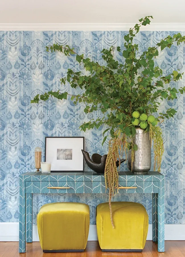 A-Street Prints Pavord Blue Floral Shibori Wallpaper - SKU 4122-27013