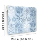 A-Street Prints Pavord Blue Floral Shibori Wallpaper - SKU 4122-27013