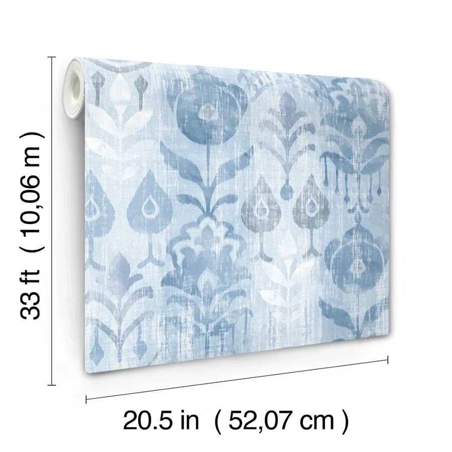 A-Street Prints Pavord Blue Floral Shibori Wallpaper - SKU 4122-27013