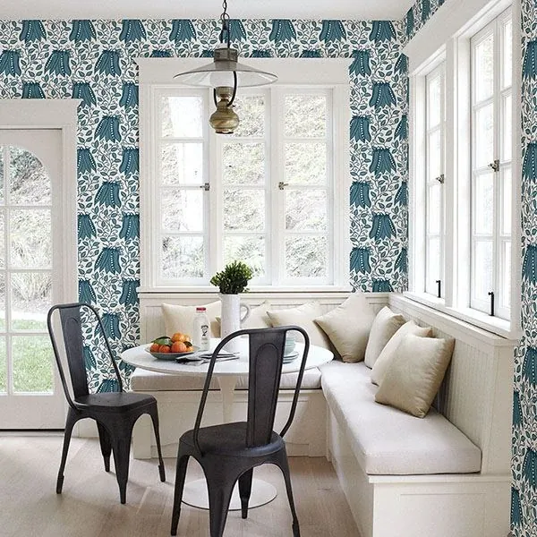 A-Street Prints Peas in a Pod Teal Garden Wallpaper - SKU 2821-25118