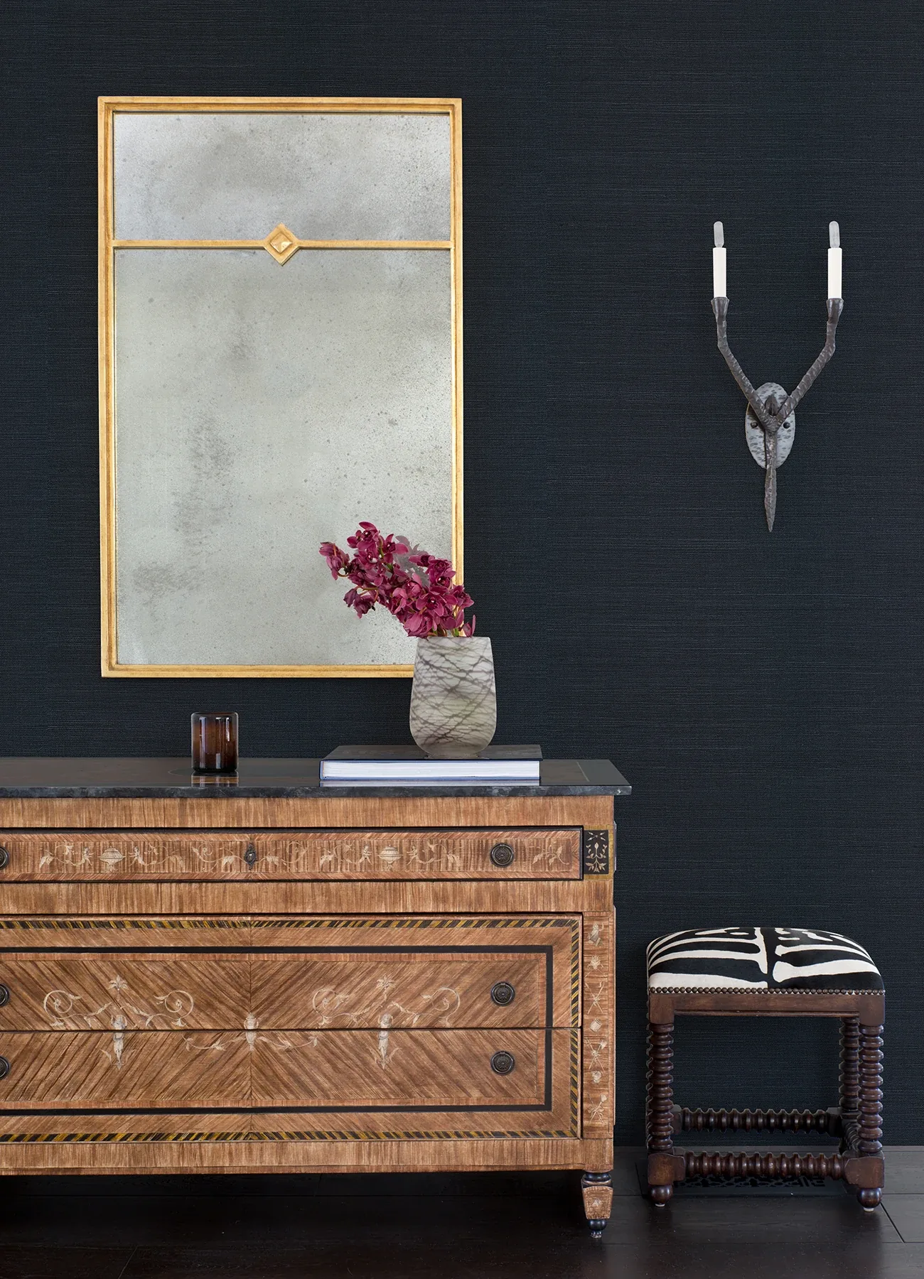 A-Street Prints Peninsula Navy Sisal Grasscloth Wallpaper - SKU 2923-80088