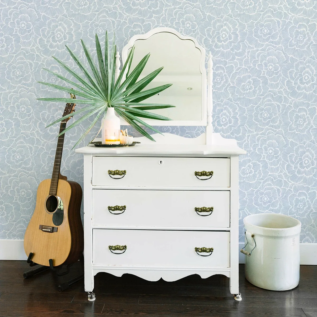 A-Street Prints Periwinkle Blue Textured Floral Wallpaper - SKU 2969-26039