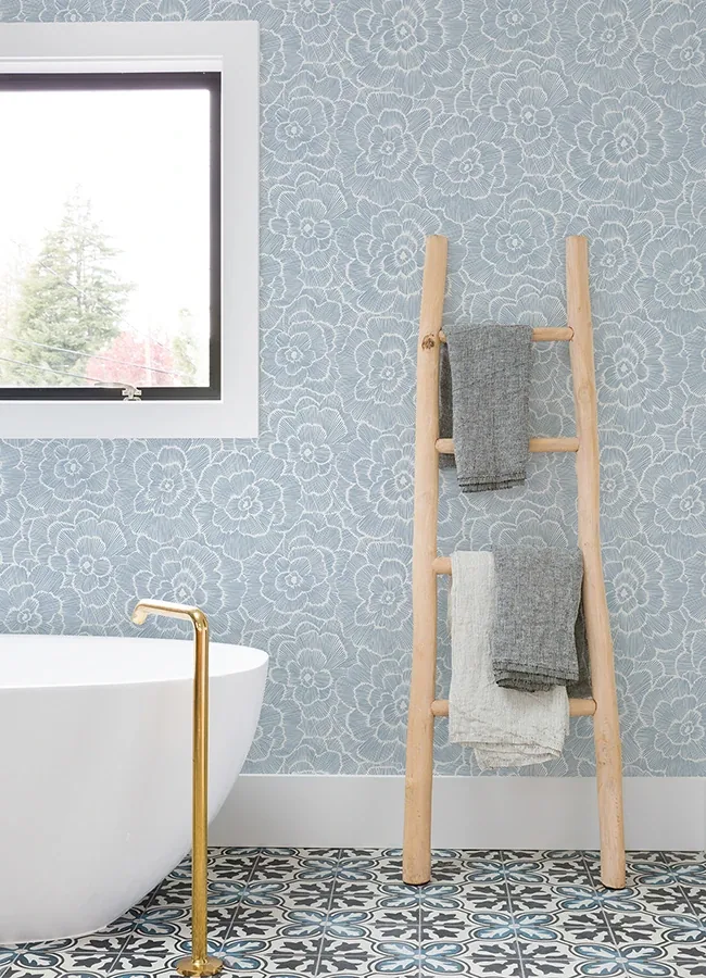 A-Street Prints Periwinkle Blue Textured Floral Wallpaper - SKU 4120-26039