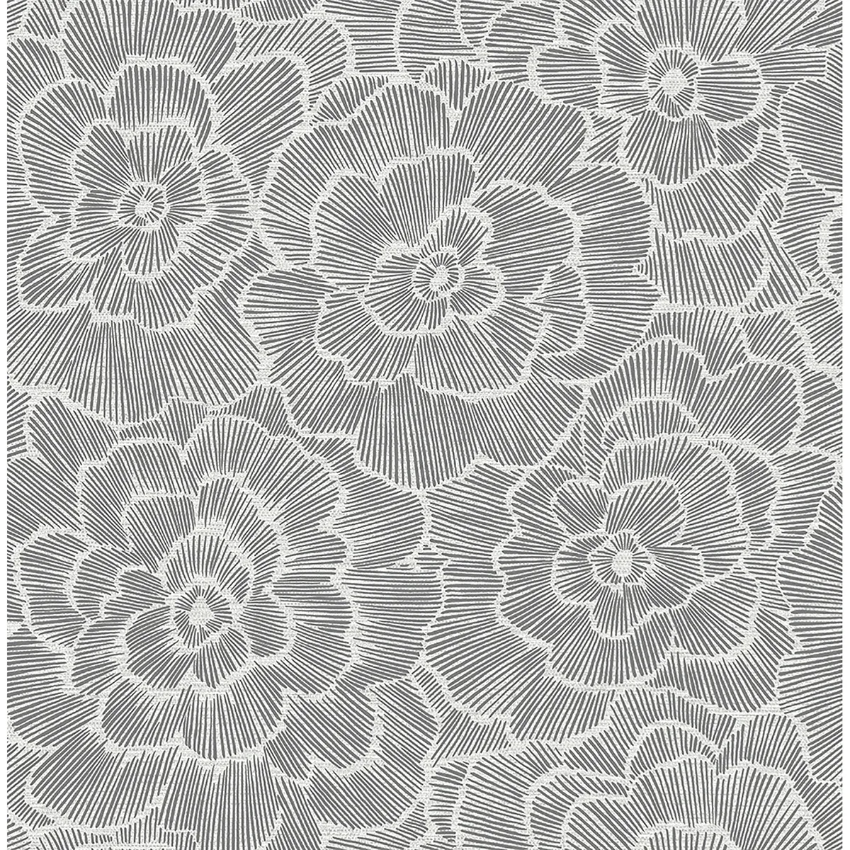 2969-26038 | Periwinkle Grey Textured Floral Wallpaper