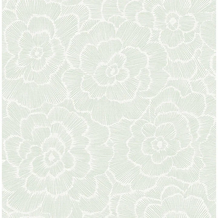 4120-26040 | Periwinkle Light Green Textured Floral Wallpaper