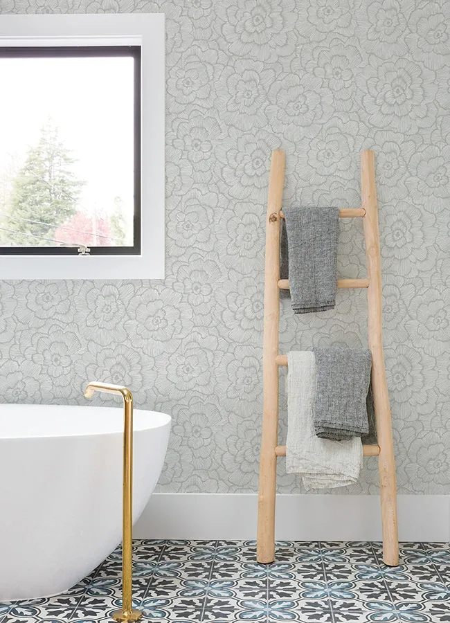 A-Street Prints Periwinkle Light Grey Textured Floral Wallpaper - SKU 4120-26036