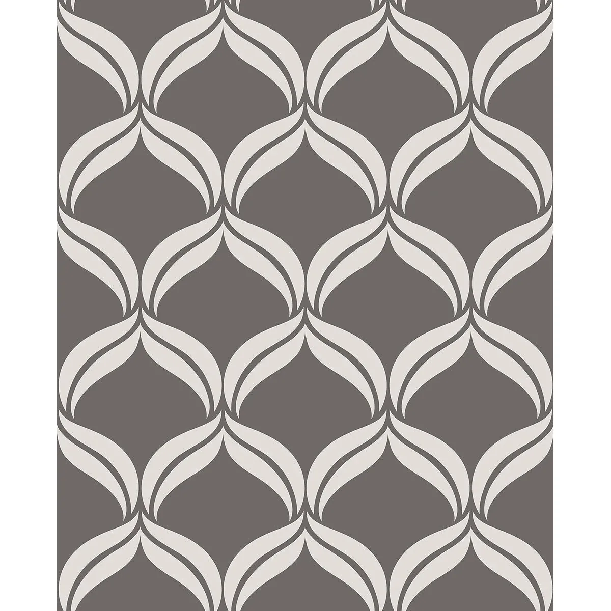 A-Street Prints Petals Grey Ogee Wallpaper - SKU 2697-22647