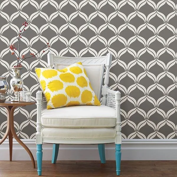 A-Street Prints Petals Grey Ogee Wallpaper - SKU 2697-22647