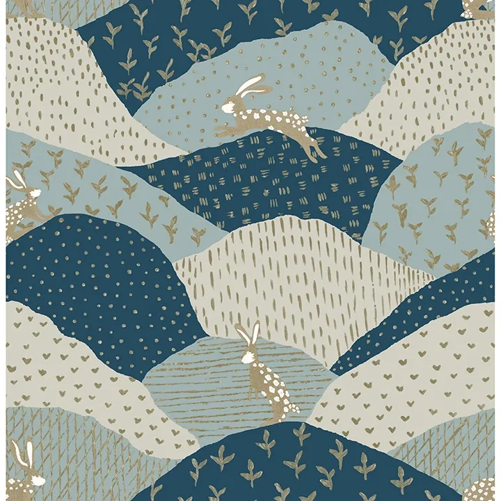 4135-27300 | Peter Blue Rabbit Fields Wallpaper