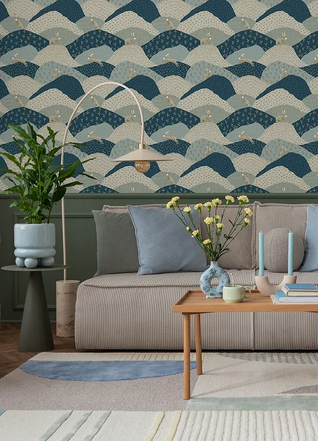 A-Street Prints Peter Blue Rabbit Fields Wallpaper - SKU 4135-27300