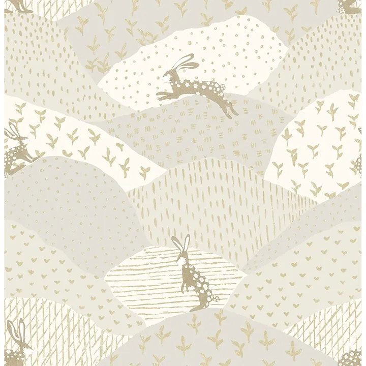 4135-27298 | Peter Light Grey Rabbit Fields Wallpaper