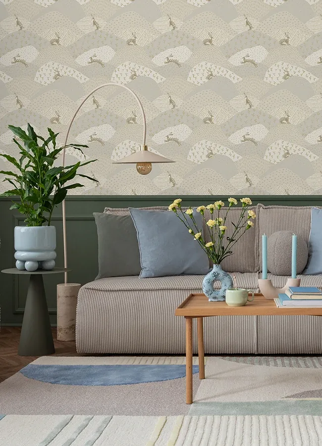 A-Street Prints Peter Light Grey Rabbit Fields Wallpaper - SKU 4135-27298