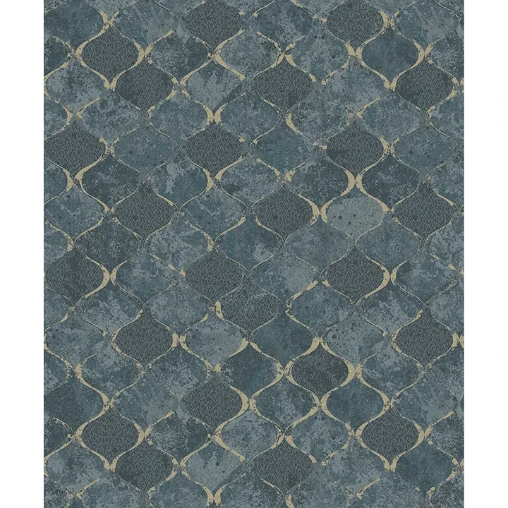 A-Street Prints Pilak Blue Ogee Tile Wallpaper - SKU 4105-86607