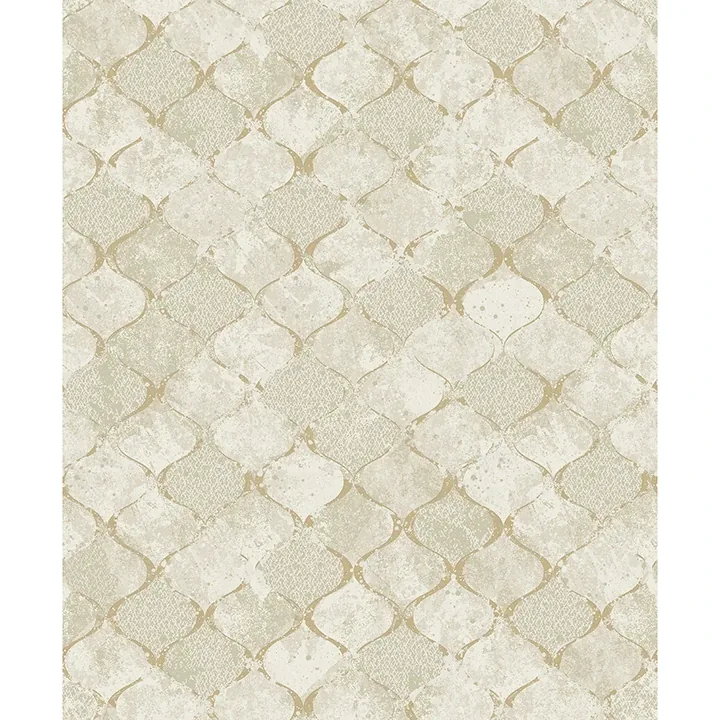 4105-86609 | Pilak Gold Ogee Tile Wallpaper