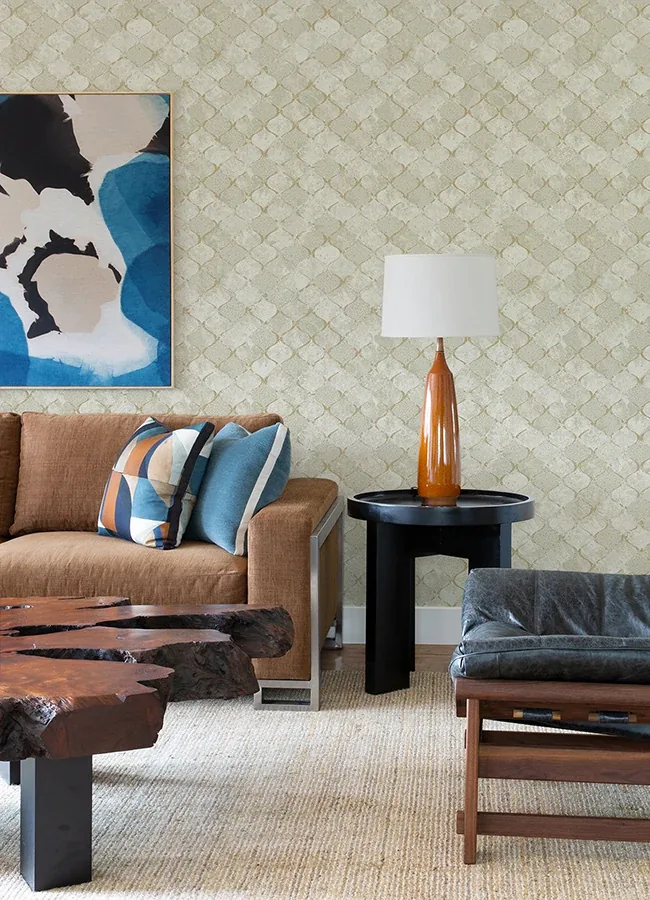 A-Street Prints Pilak Gold Ogee Tile Wallpaper - SKU 4105-86609