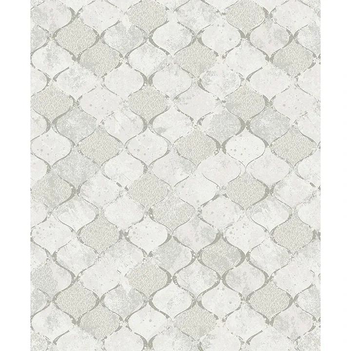 4105-86608 | Pilak Silver Ogee Tile Wallpaper