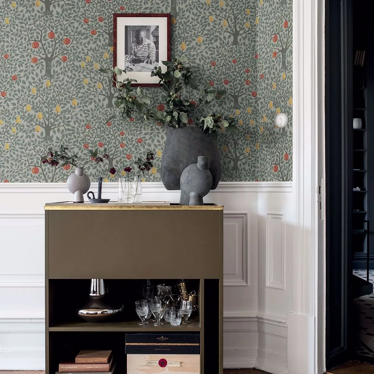 A-Street Prints Pomona Green Fruit Tree Wallpaper - SKU 2948-33014
