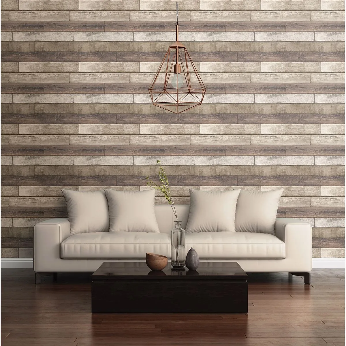 A-Street Prints Porter Coffee Weathered Plank Wallpaper - SKU 2922-22347