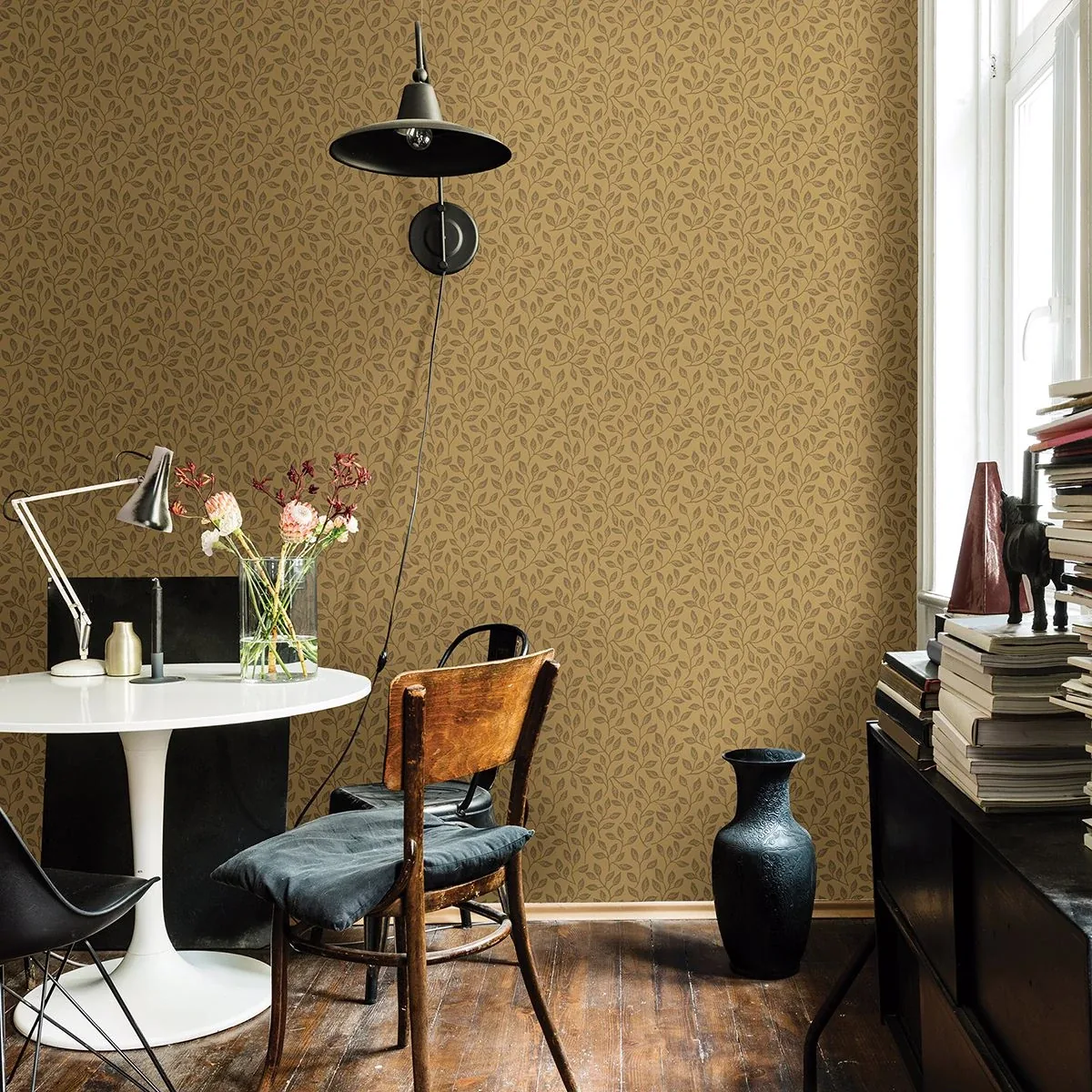 A-Street Prints Posey Mustard Vines Wallpaper - SKU 2948-33017