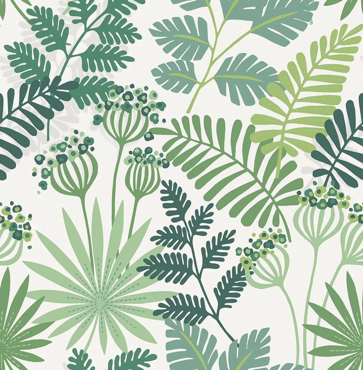 4014-26448 | Praslin Green Botanical Wallpaper