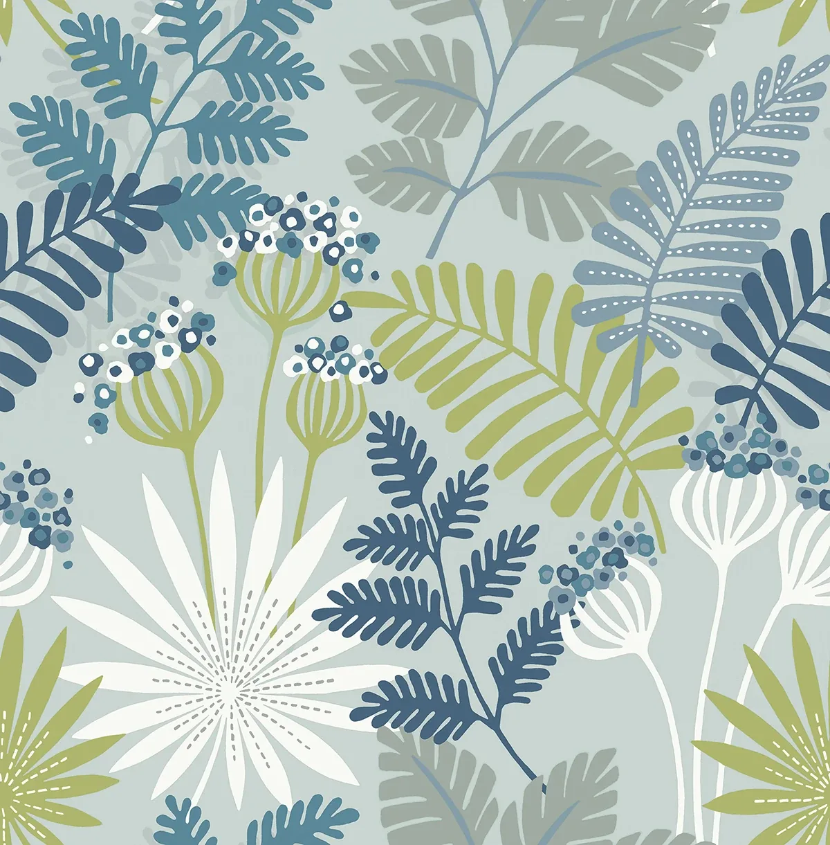 A-Street Prints Praslin Sky Blue Botanical Wallpaper - SKU 4014-26450
