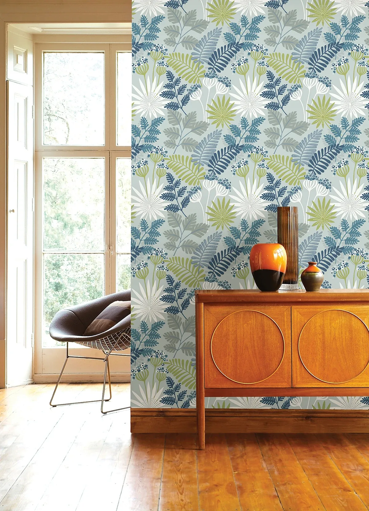 A-Street Prints Praslin Sky Blue Botanical Wallpaper - SKU 4014-26450