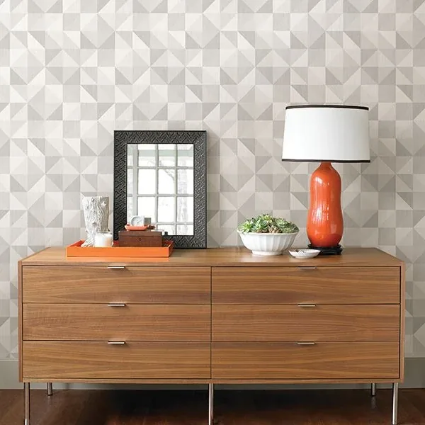A-Street Prints Puzzle Light Grey Geometric Wallpaper - SKU 2697-22625