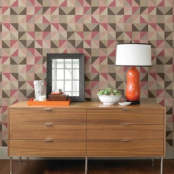 A-Street Prints Puzzle Pink Geometric Wallpaper - SKU 2697-22622