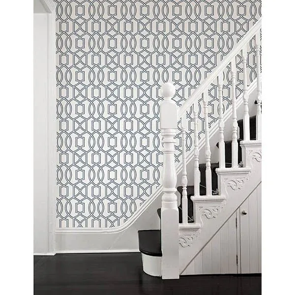 A-Street Prints Quantum Blue Trellis Wallpaper - SKU 2625-21815