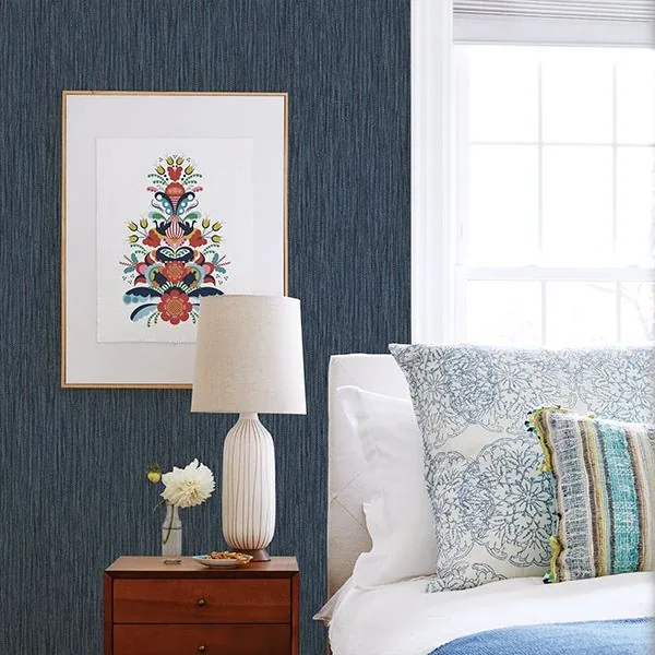 A-Street Prints Raffia Thames Blue Faux Grasscloth Wallpaper - SKU 2901-25423