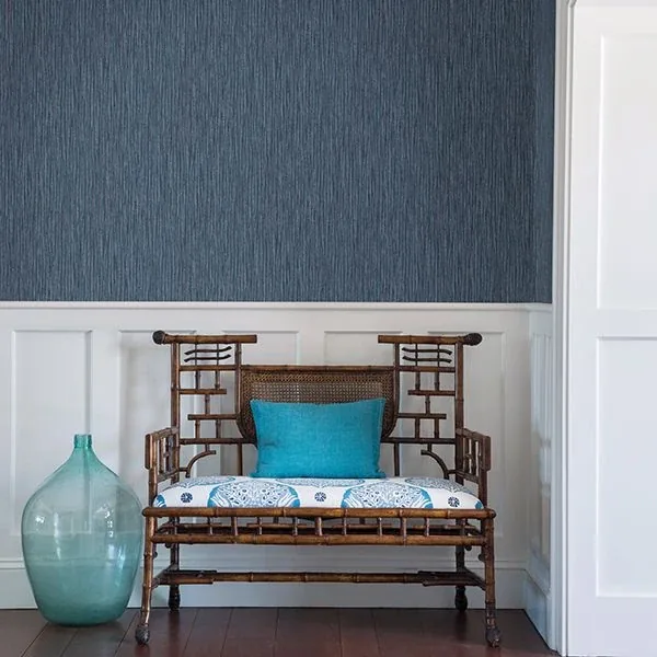 A-Street Prints Raffia Thames Blue Faux Grasscloth Wallpaper - SKU 2901-25423