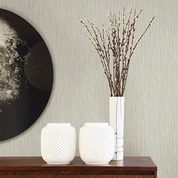 A-Street Prints Raffia Thames Light Grey Faux Grasscloth Wallpaper - SKU 2901-25422