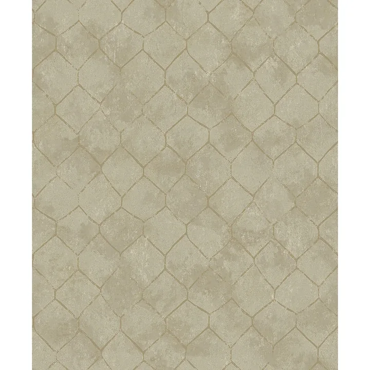 4105-86653 | Rauta Gold Hexagon Tile Wallpaper