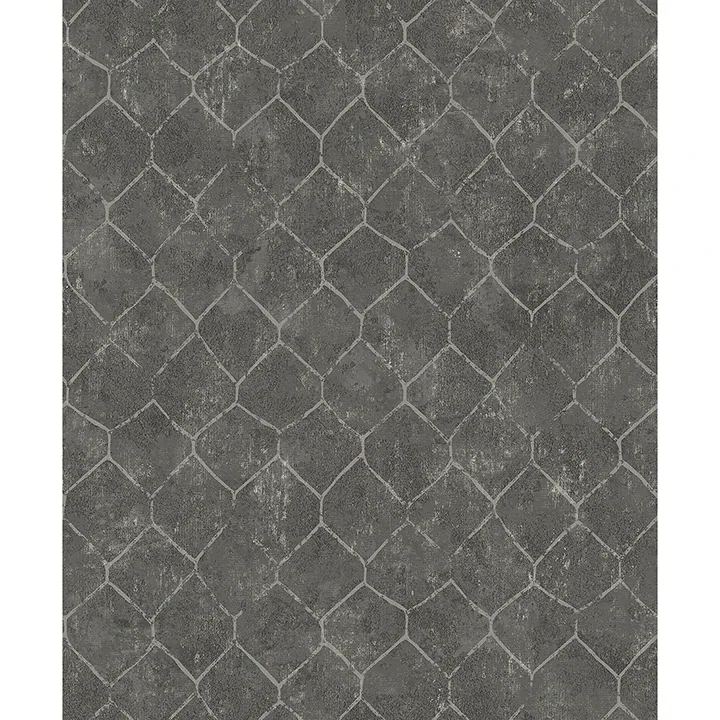 4105-86654 | Rauta Pewter Hexagon Tile Wallpaper