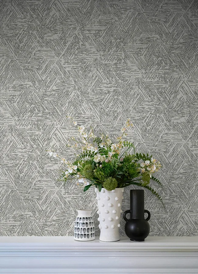 A-Street Prints Retreat Charcoal Quilted Geometric Wallpaper - SKU 4122-27031