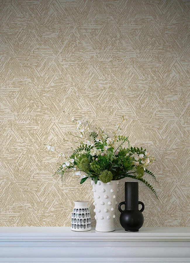 A-Street Prints Retreat Light Brown Quilted Geometric Wallpaper - SKU 4122-27033