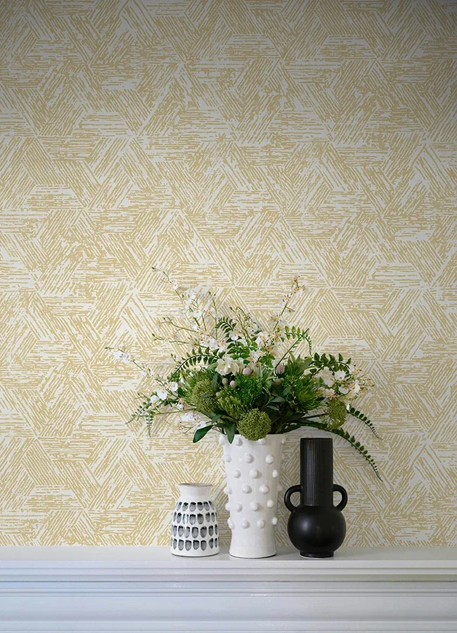A-Street Prints Retreat Yellow Quilted Geometric Wallpaper - SKU 4122-27032