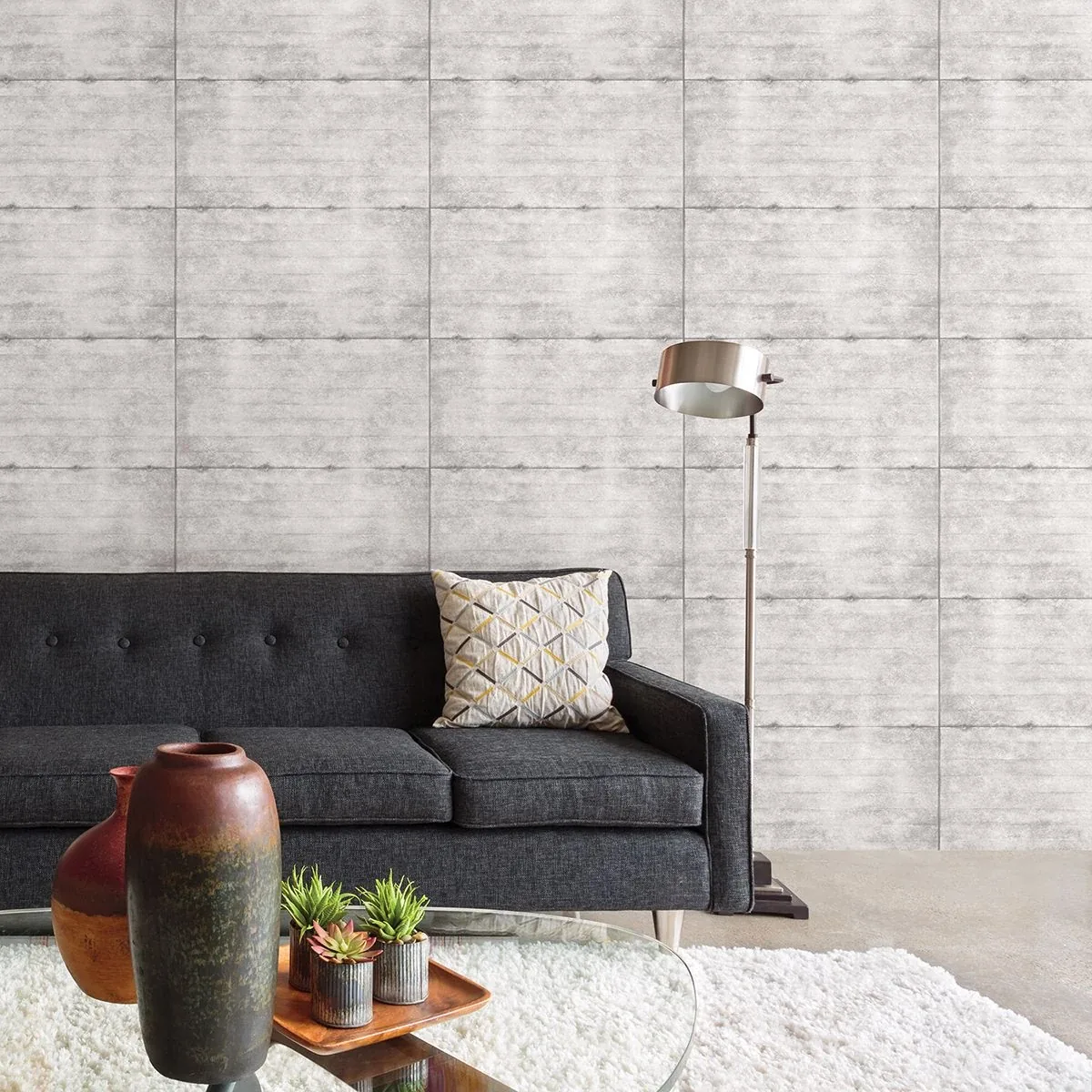 A-Street Prints Reuther Grey Smooth Concrete Wallpaper - SKU 2922-22314